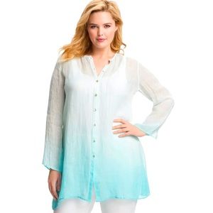 Eileen Fisher ✧ Ombre Linen Tunic Button Up Top
